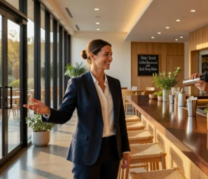 Portraits of Rivercall Roast team members in a refined hospitality setting