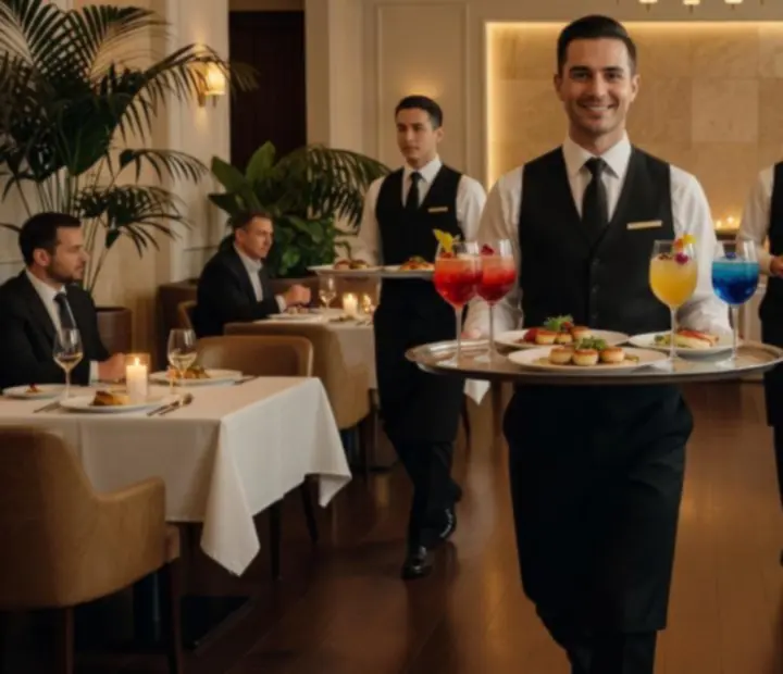 Rivercall Roast team in coordinated dinner service in a bright Australian dining room